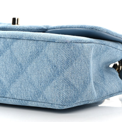 Chanel Printed Denim Quilted Mini Rectangular Flap Light Blue 10 of 12