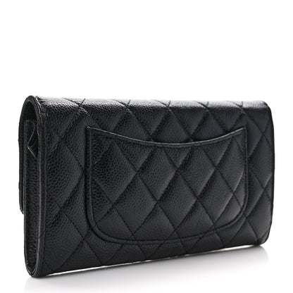 Chanel Caviar Quilted Large Gusset Flap Wallet Black 3 of 9