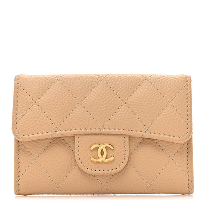 Chanel Caviar Quilted Flap Card Holder Wallet Beige 1 of 9