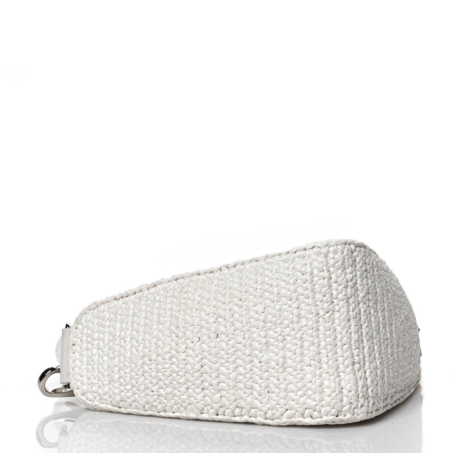 Yarn Raffia Effect Crochet Triangle Shoulder Bag White