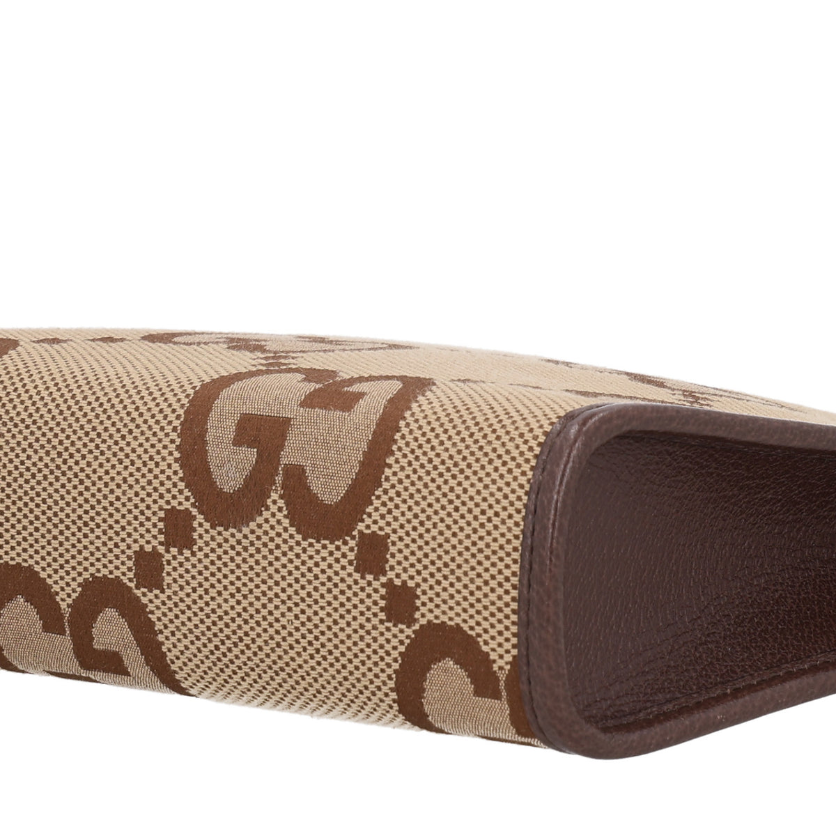 Gucci Monogram Jumbo GG Textured Dollar Calfskin Pouch Camel Ebony New Acero 10 of 10