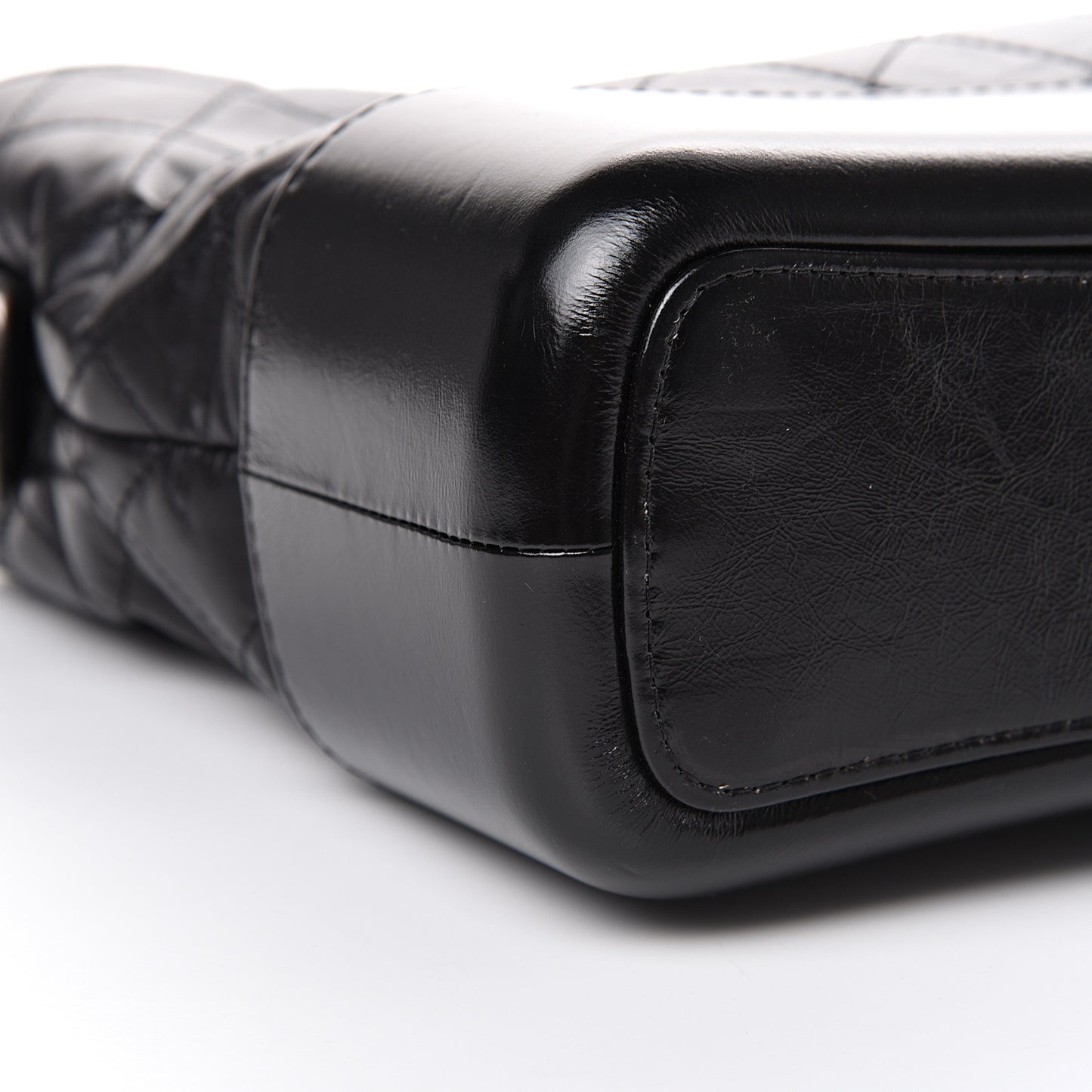 Aged Calfskin Quilted Medium Gabrielle Hobo Black