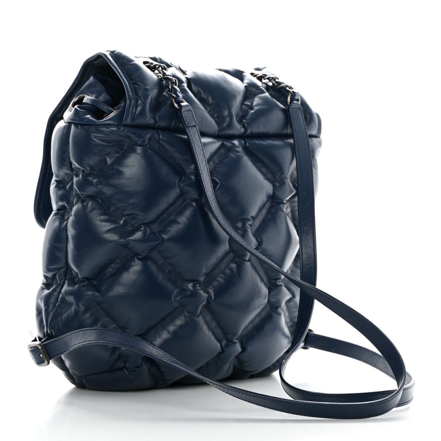 Chanel Calfskin Quilted Chesterfield Backpack Blue 3 of 11