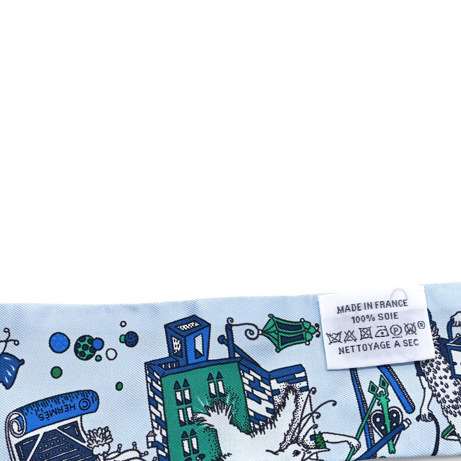 Hermes Silk La Folle Parade Twilly Bleu Ciel Vert Cobalt 3 of 3