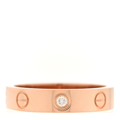 Cartier 18K Pink Gold Diamond 4mm LOVE Wedding Band Ring 50 5.25 1 of 4