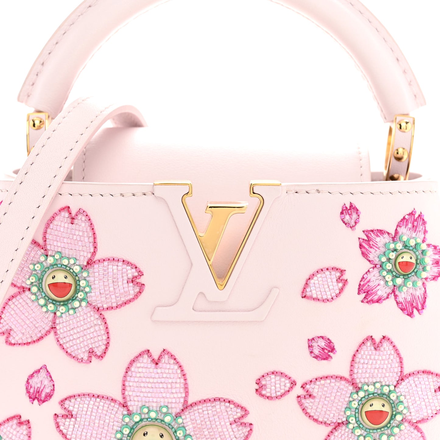 LV X TM Lambskin Beaded Embroidered Mini Cherry Blossom Capucines Pink