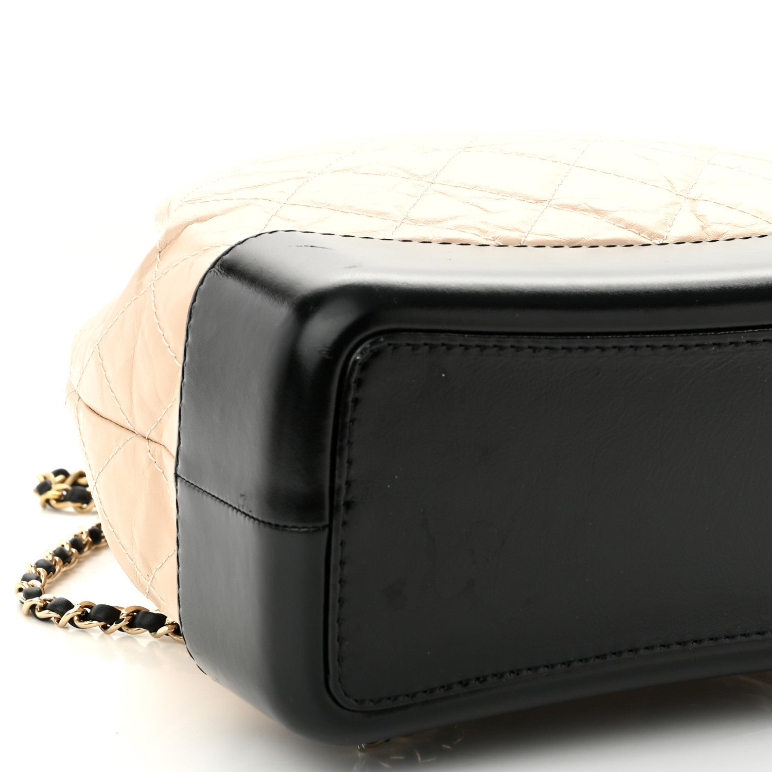Chanel Aged Calfskin Quilted Gabrielle Backpack Beige Black 9 of 10