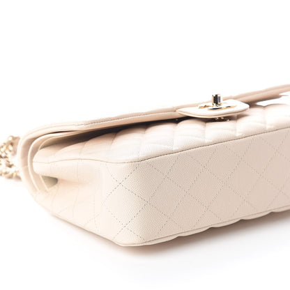 Chanel Iridescent Caviar Quilted Medium Double Flap Beige 8 of 9