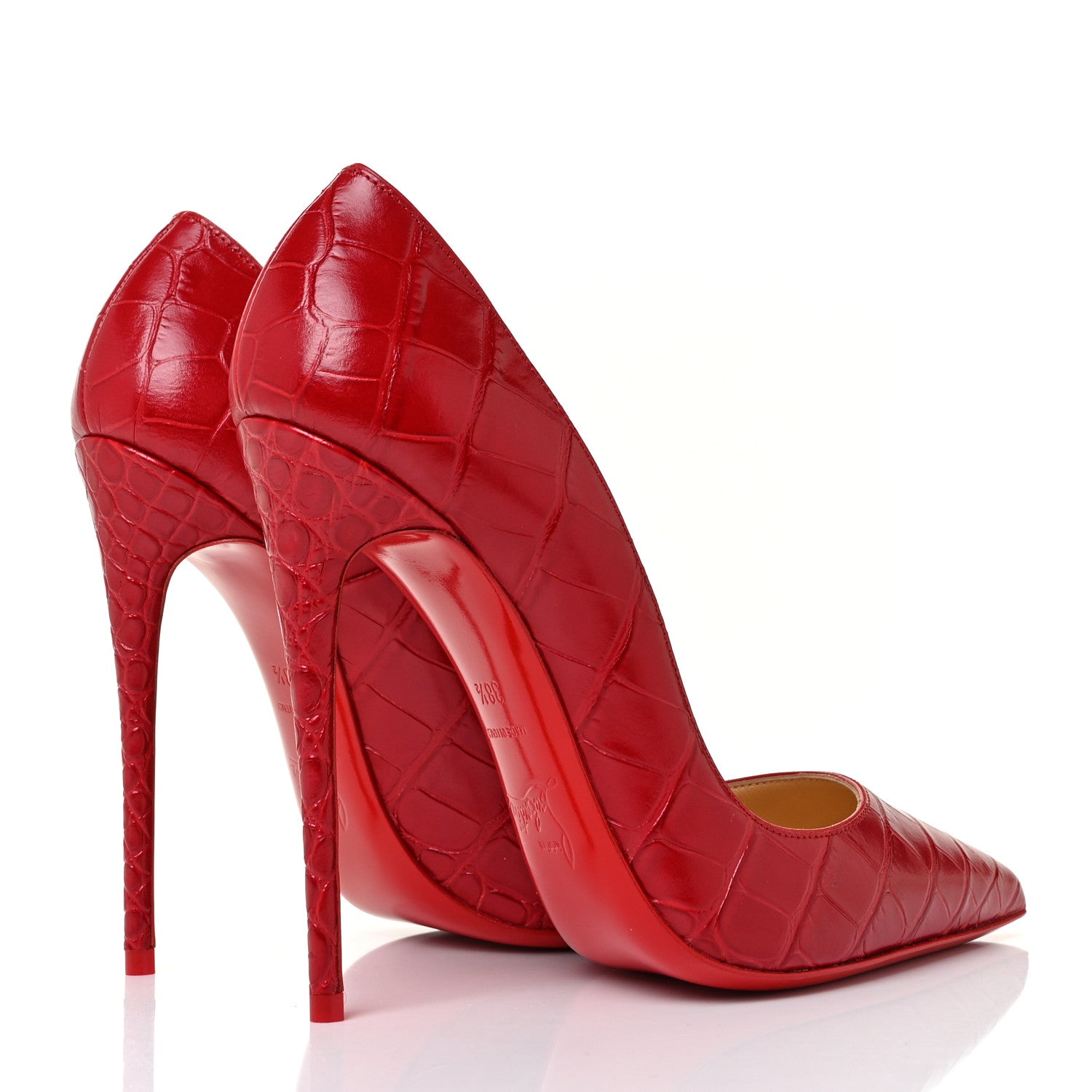 Christian Louboutin Calfskin Alligator Embossed So Kate 120 Pumps 38.5 Loubi 4 of 8