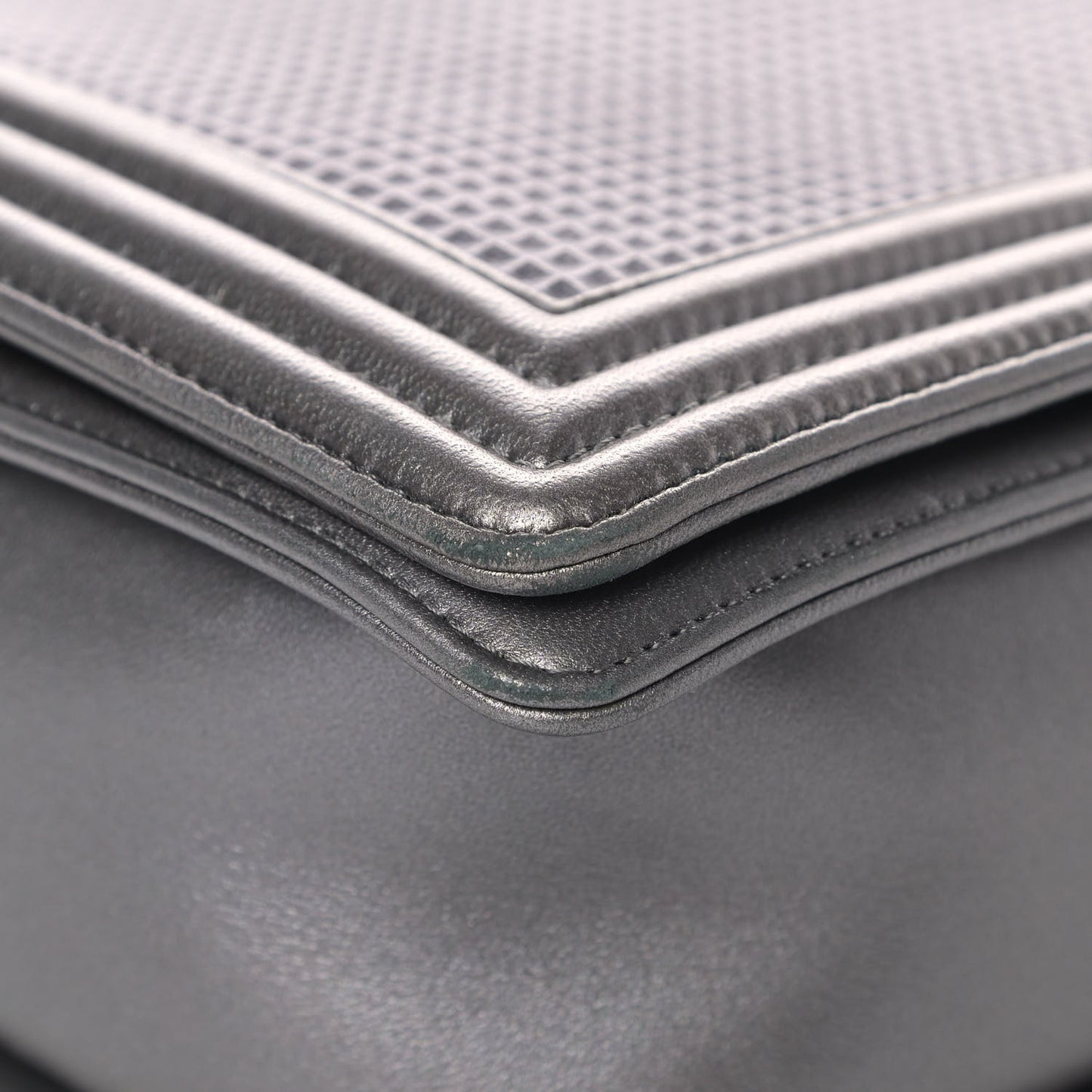 Lambskin Embossed New Medium Boy Cube Flap Grey