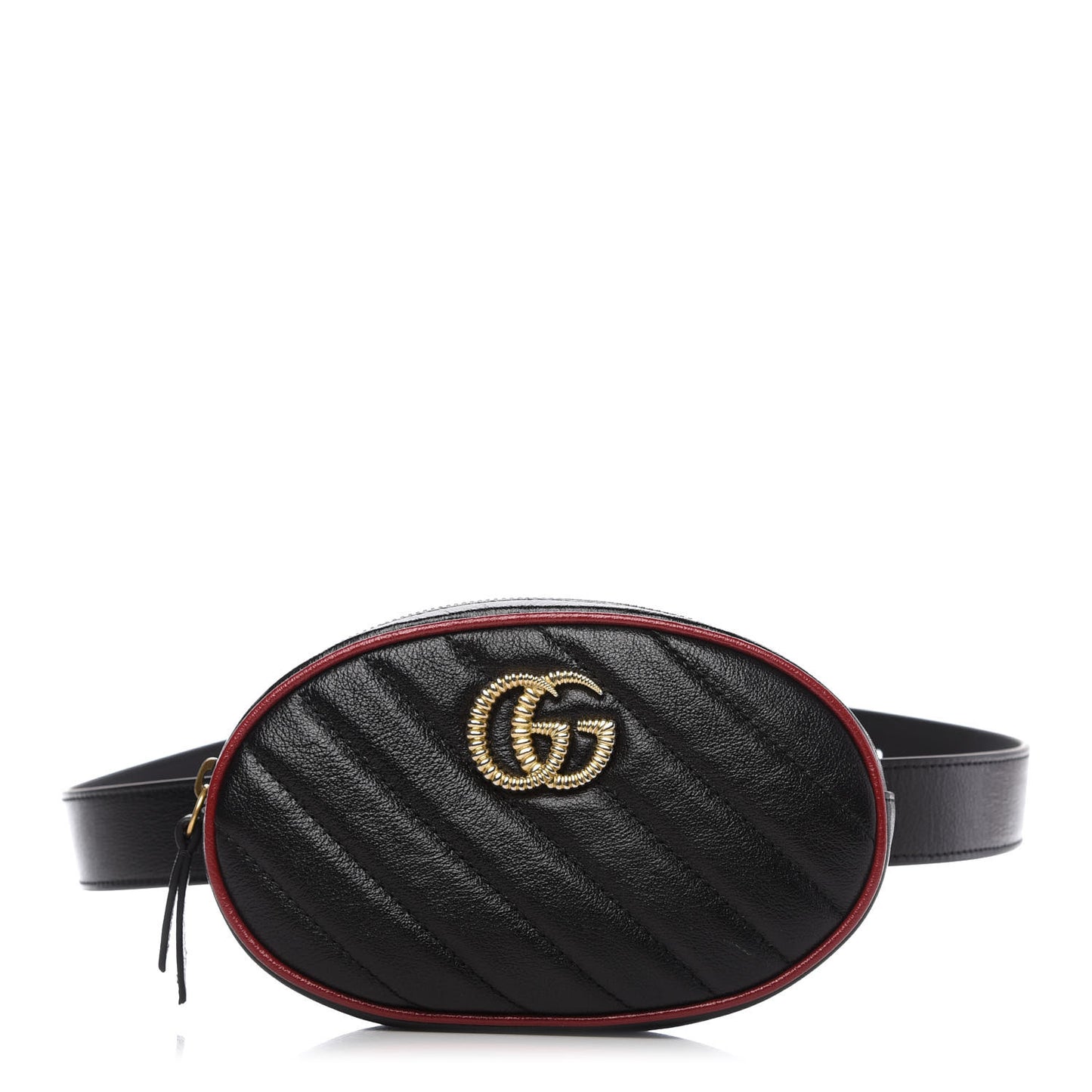 Azalea Calfskin Matelasse Diagonal Torchon GG Marmont Belt Bag 85 34 Black Romantic Cerise