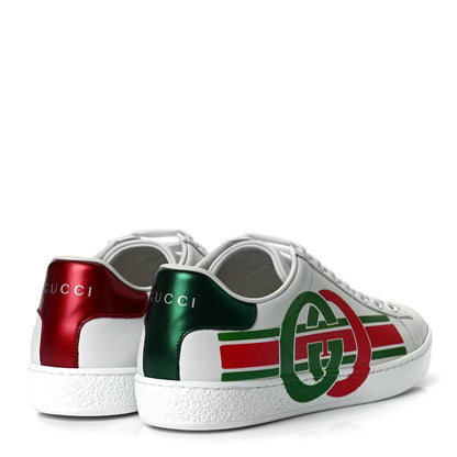 Gucci Calfskin Interlocking G Womens New Ace Sneakers 35 White Red Flame Green 4 of 10