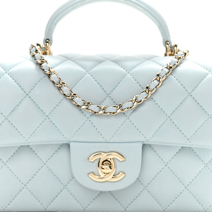 Chanel Lambskin Quilted Mini Top Handle Rectangular Flap Light Blue 8 of 12
