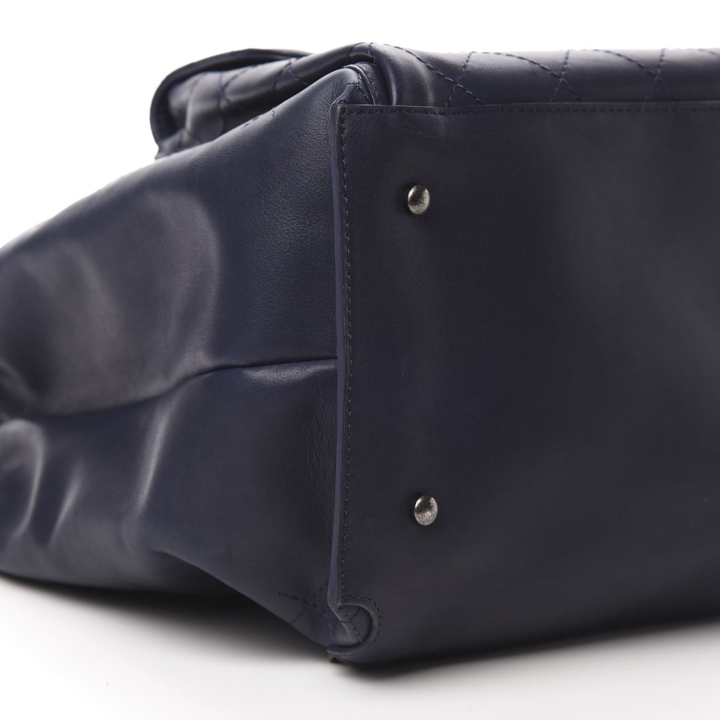 Calfskin Stitched Large Urban Luxury Drawstring Backpack Navy Blue