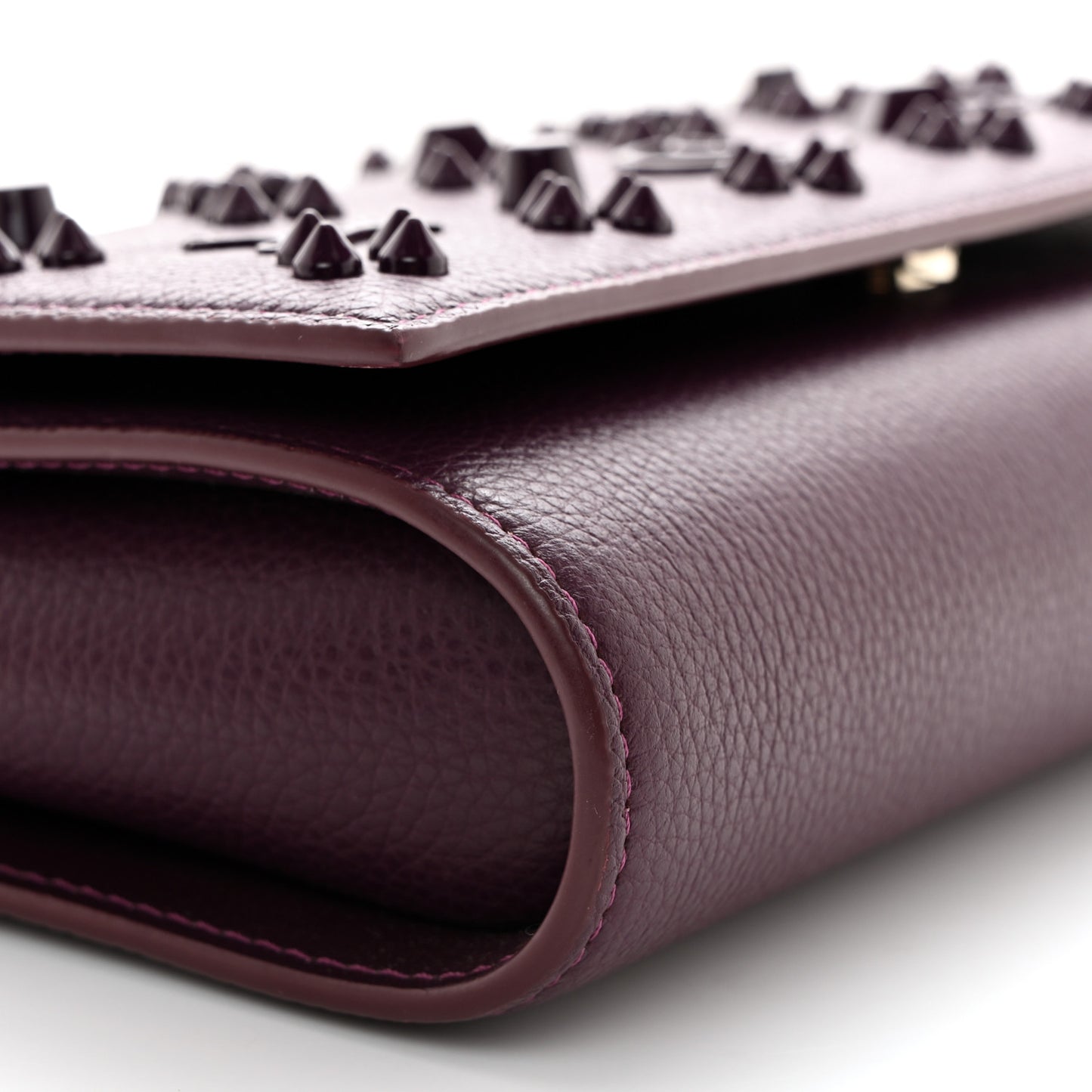 Calfskin Spikes Loubinthesky Paloma Clutch Merlot