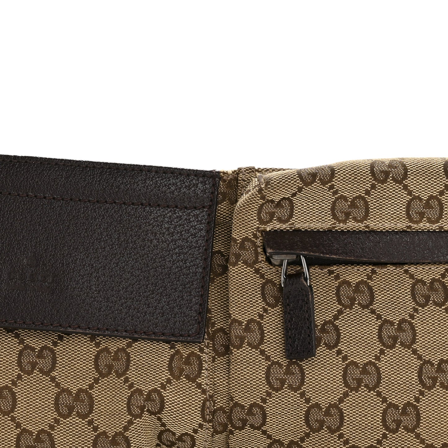 GG Monogram Double Pocket Belt Bag Dark Brown
