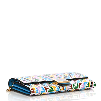 Fendi X SARAH COLEMAN Vitello Liberty Ceylon Micro FF Fish Eye Embossed Continental Envelope Wallet On Chain Multicolor Cyber Blue 3 of 9