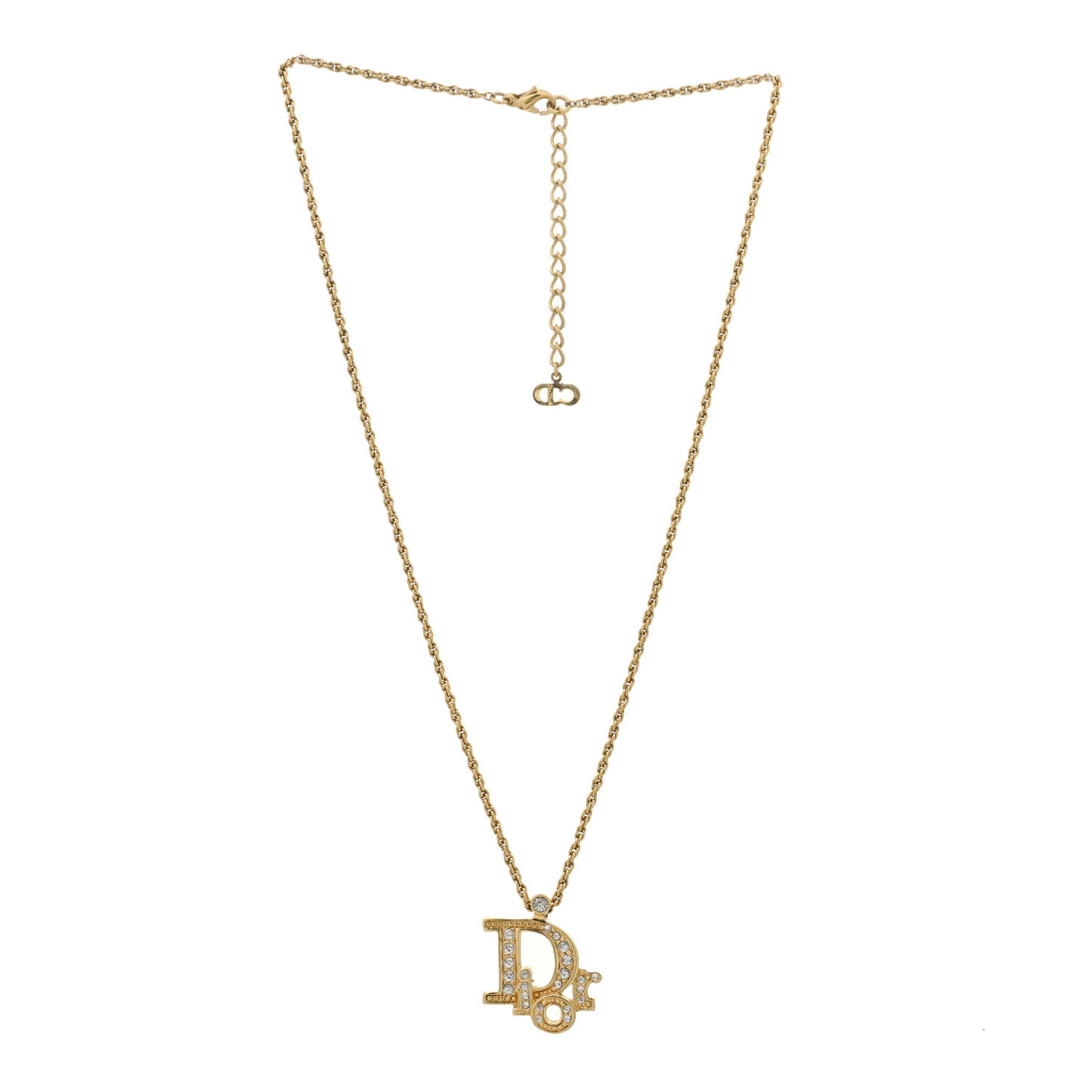 Crystal Logo Necklace Gold
