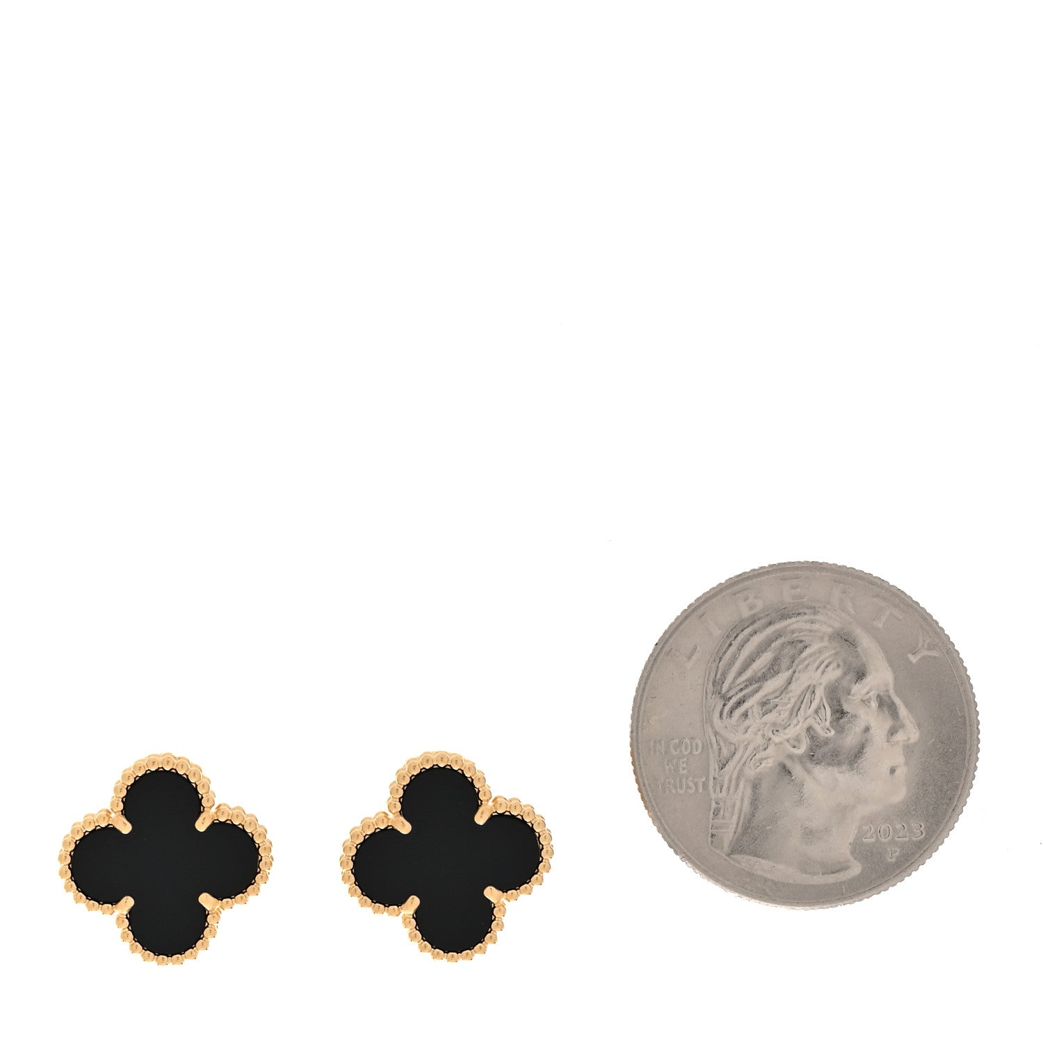 Van Cleef & Arpels 18k Yellow Gold Black Onyx Vintage Alhambra Earrings 2 of 5