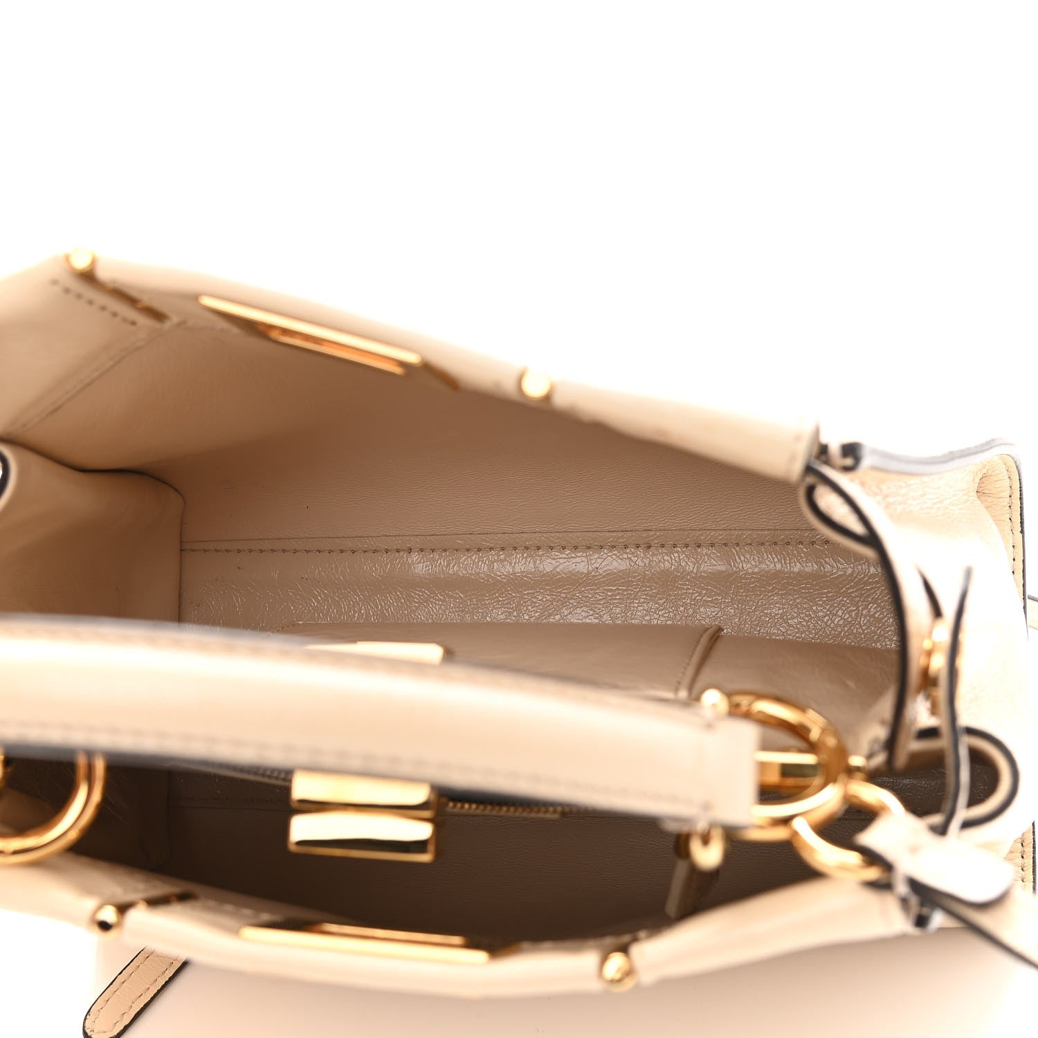 Fendi Agnello Old Shine Mini Peekaboo Iconic Satchel Camelia 4 of 11