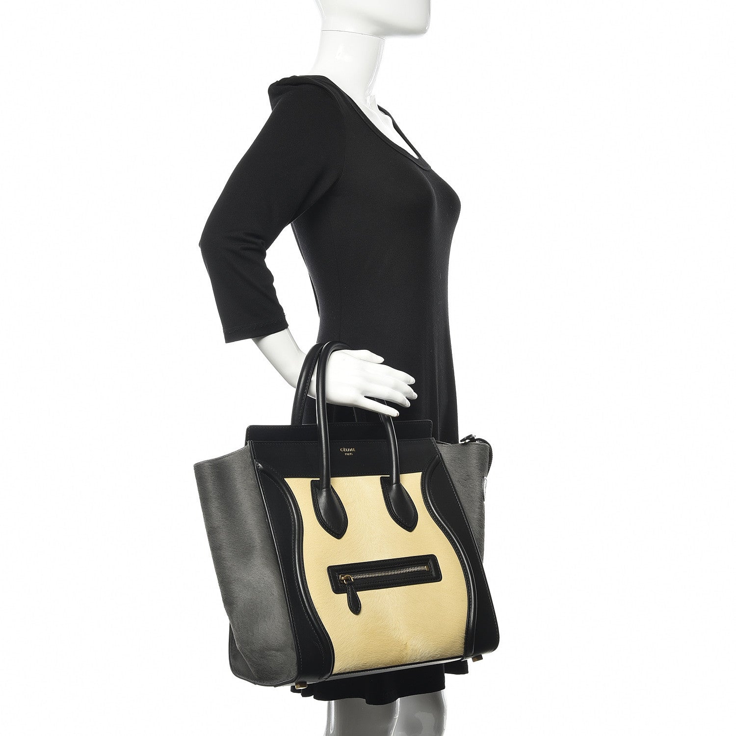 Celine Pony Hair Mini Tri-Color Luggage in Light Yellow 2 of 9