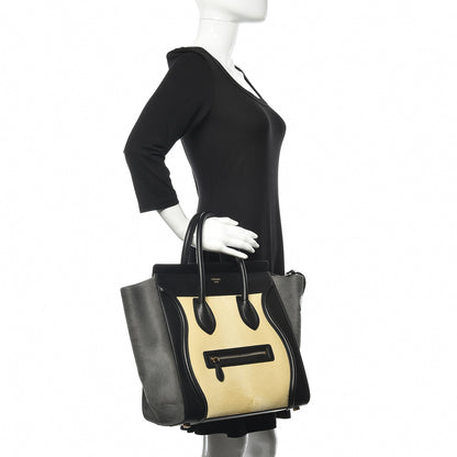 Celine Pony Hair Mini Tri-Color Luggage in Light Yellow 2 of 9