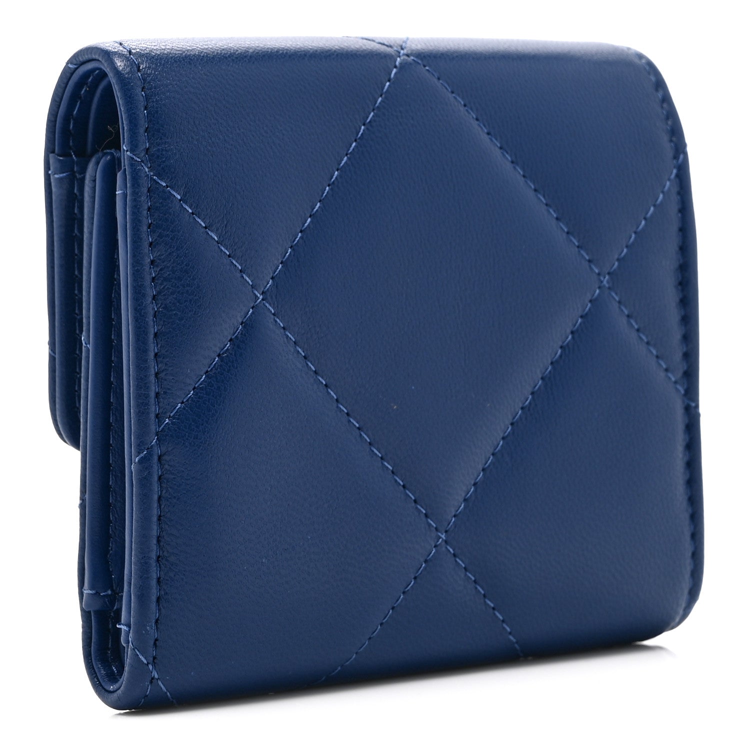 Chanel Goatskin Quilted Chanel 19 Small Flap Wallet  Blue 3 of 13