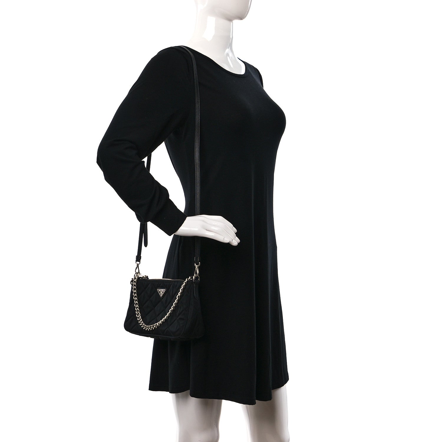 Prada Nylon Tessuto Impuntu Quilted Crossbody Bag Black 2 of 11