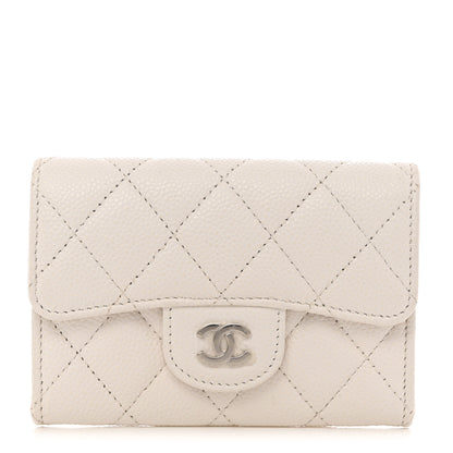 Chanel Caviar Quilted Flap Card Holder Wallet White 1 of 9