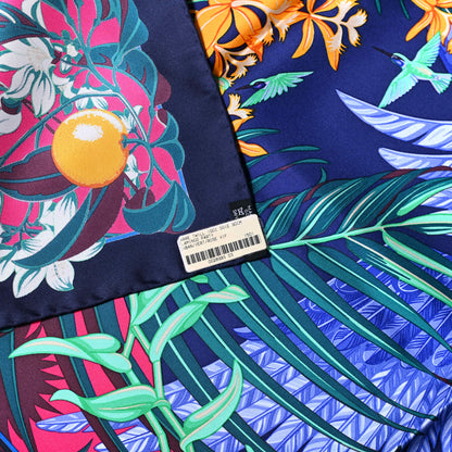 Hermes Silk Flamingo Party Scarf 90 Caban Vert Rose Vif 2 of 5