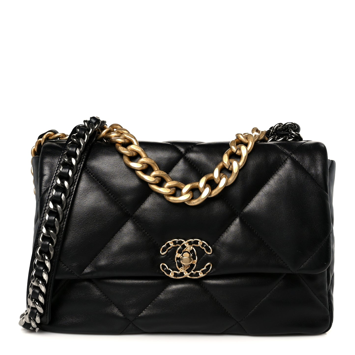 Lambskin Quilted Large Chanel 19 Flap Black