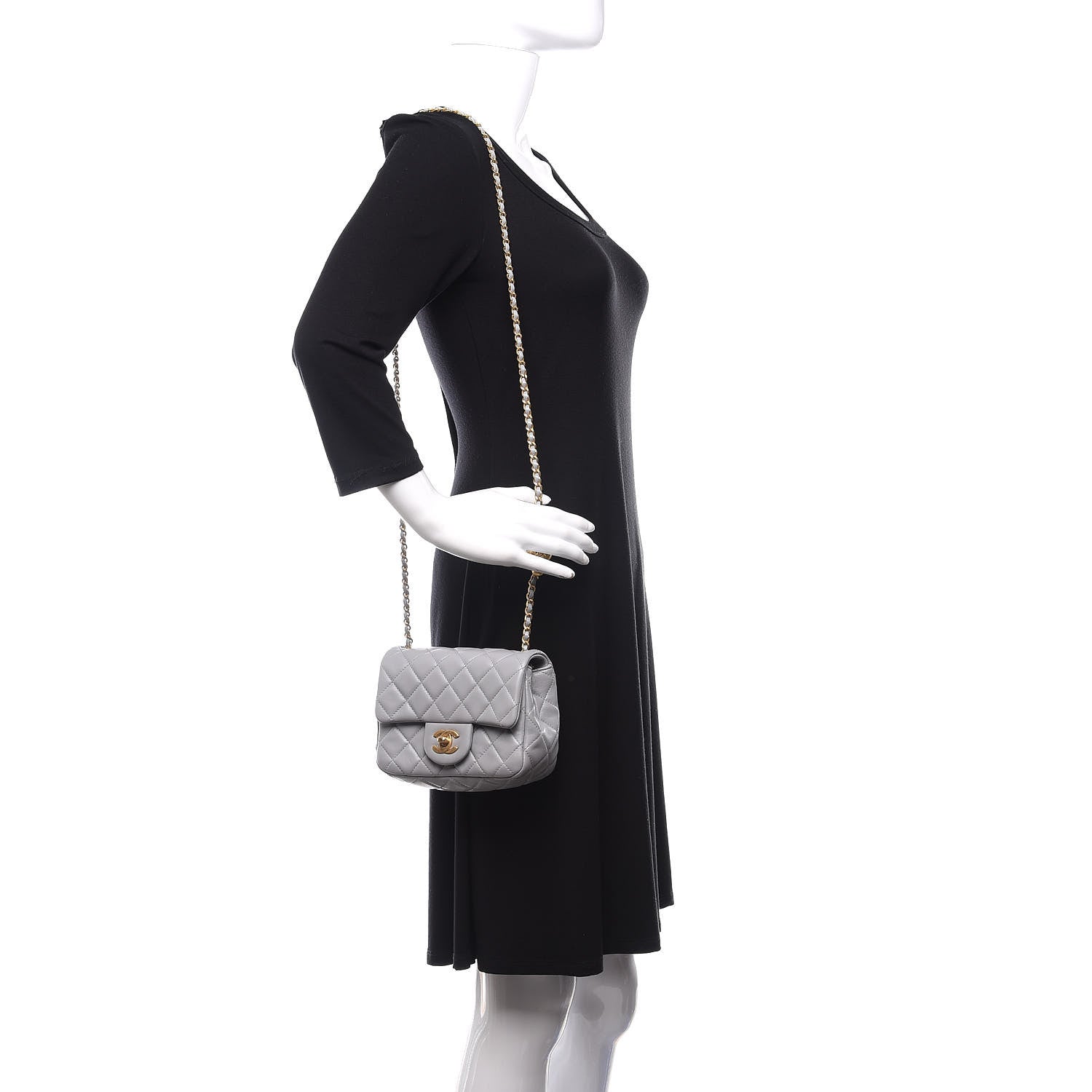 Chanel Lambskin Quilted Mini Pearl Crush Flap Light Grey 2 of 11