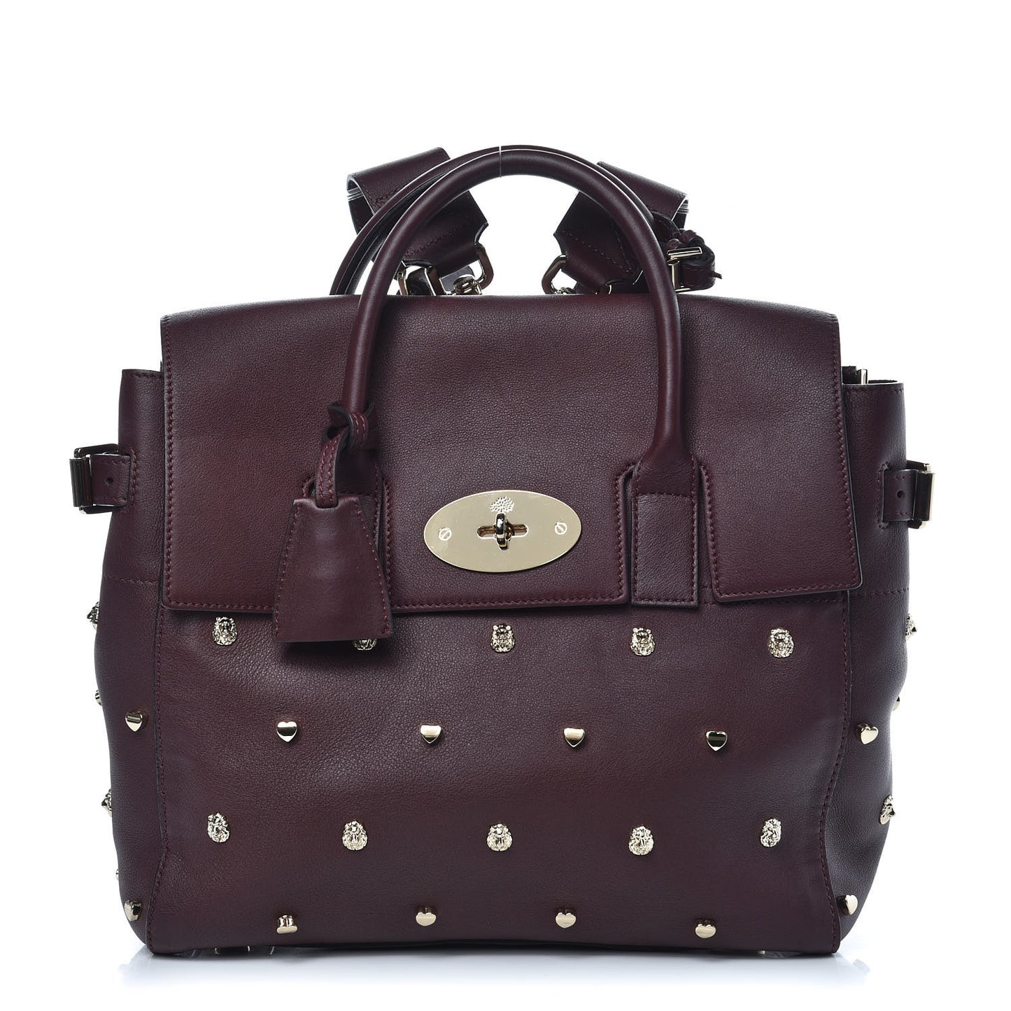 Calfskin Studded Medium Cara Delevingne Convertible Satchel Oxblood