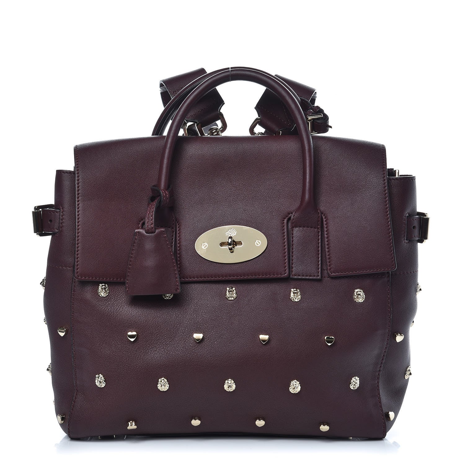 Mulberry Calfskin Studded Medium Cara Delevingne Convertible Satchel Oxblood 1 of 9