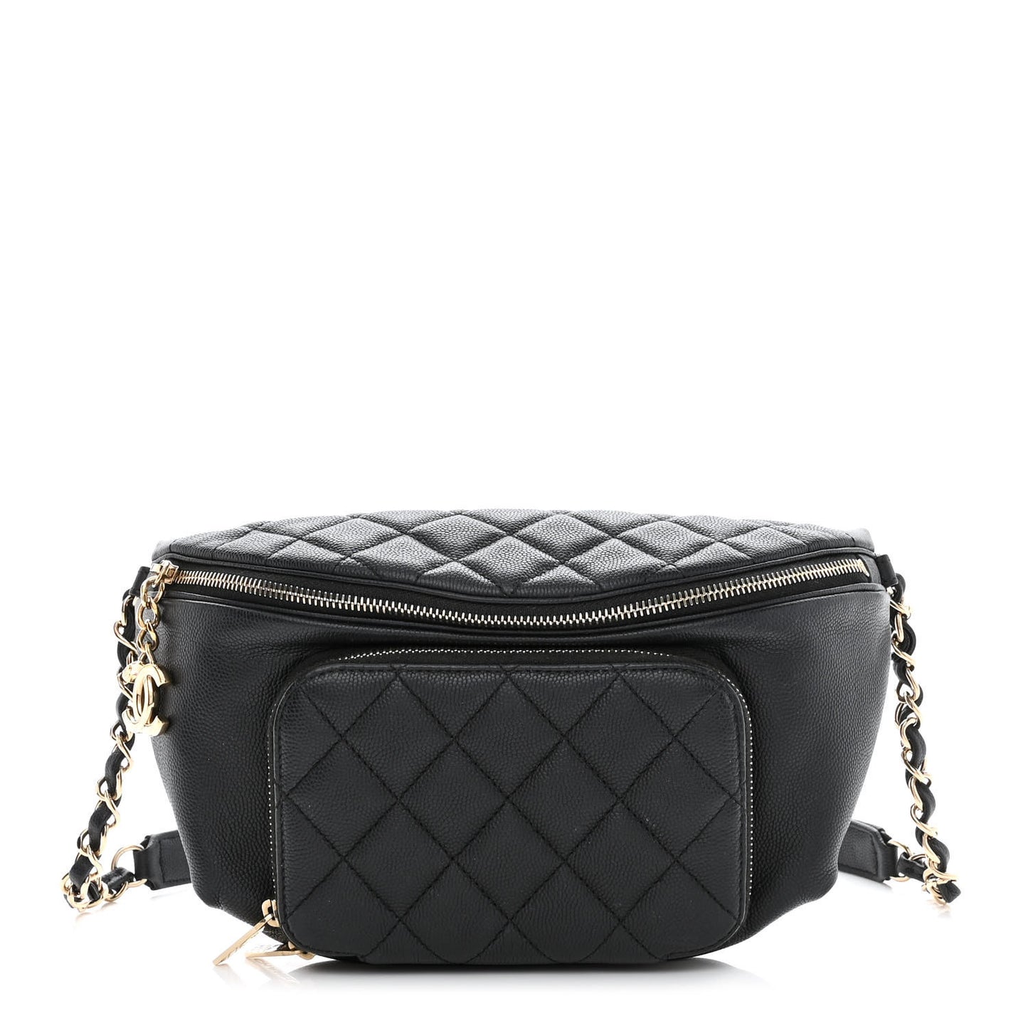 Caviar Quilted Business Affinity Waist Belt Bag Black