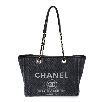 Chanel Woven Straw Raffia Small Deauville Tote Charcoal 1 of 13