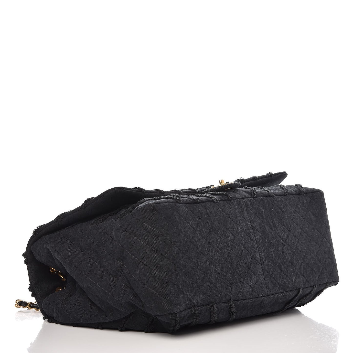 Canvas Chevron Quilted XXL Travel Flap Bag Black