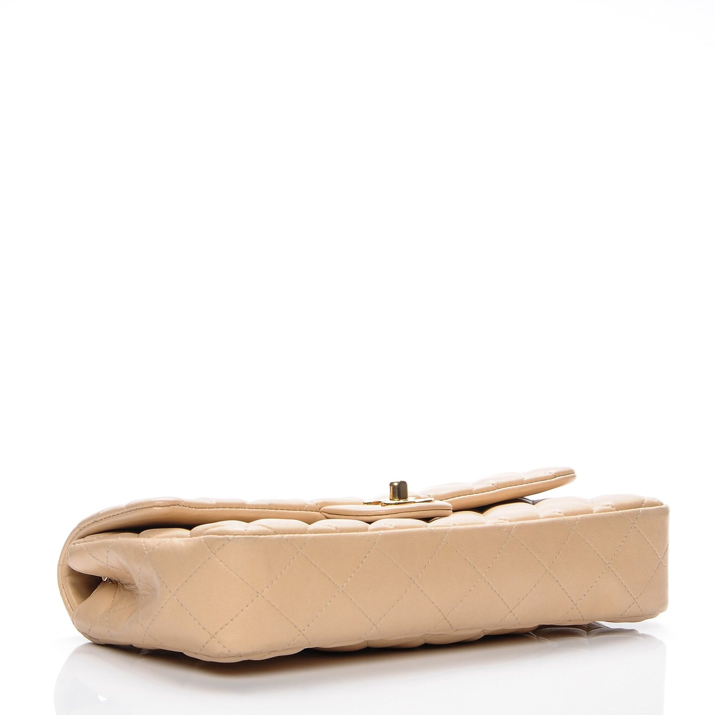 Lambskin Quilted East West Flap Beige