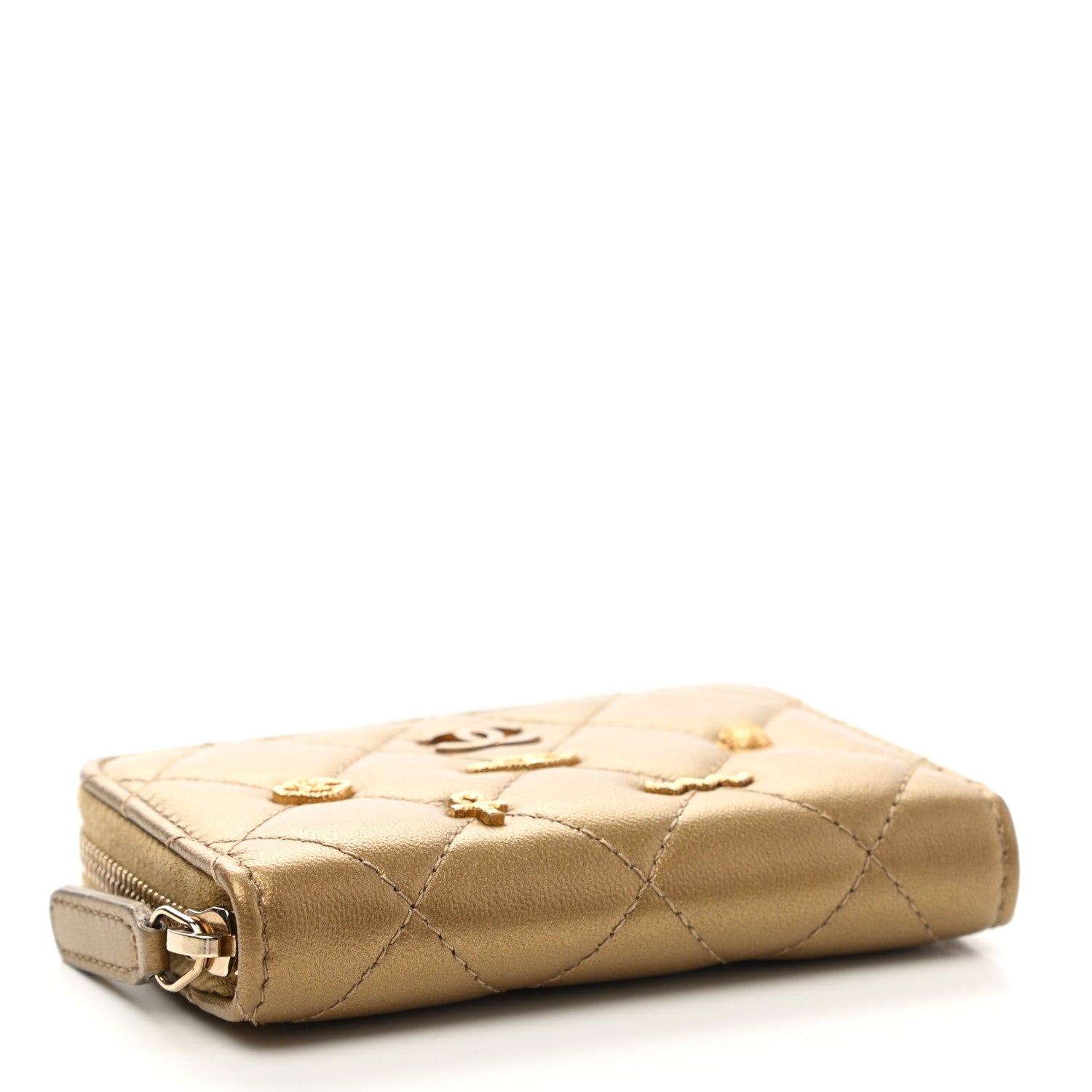 Chanel Metallic Lambskin Egyptian Amulet Zip Coin Purse Gold 4 of 7