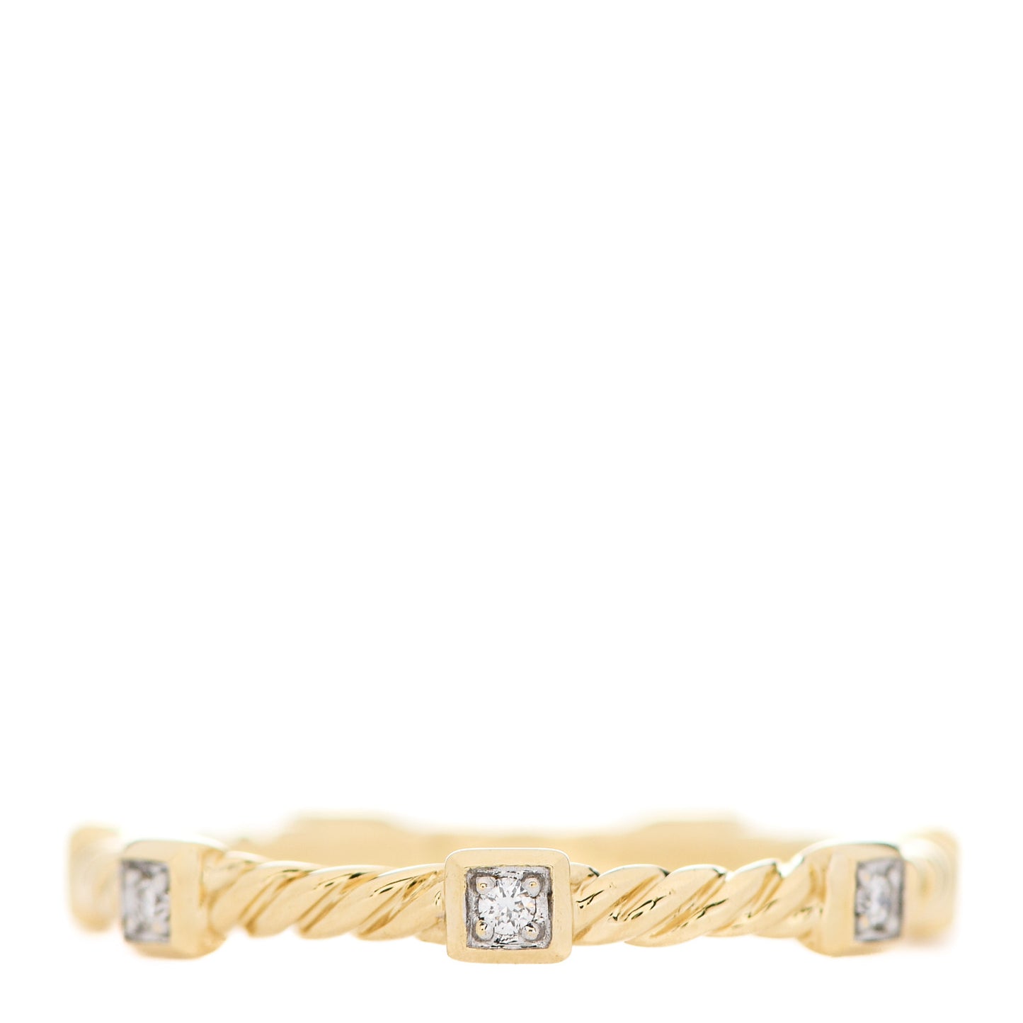 18K Yellow Gold Diamond Cable Collectibles Stack Ring 54 7