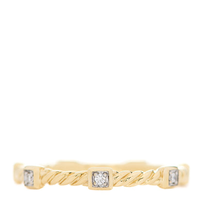 David Yurman 18K Yellow Gold Diamond Cable Collectibles Stack Ring 54 7 3 of 5