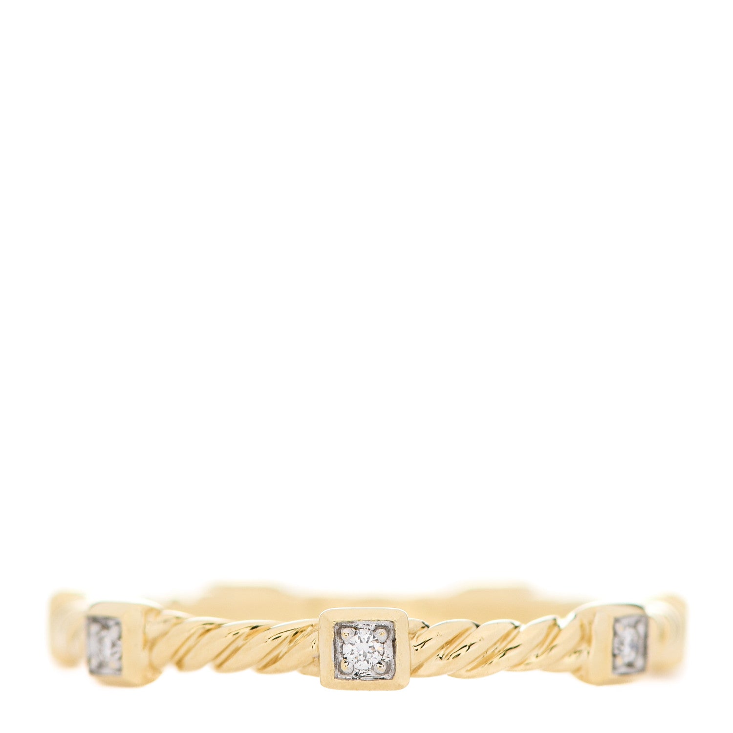 David Yurman 18K Yellow Gold Diamond Cable Collectibles Stack Ring 54 7 3 of 5