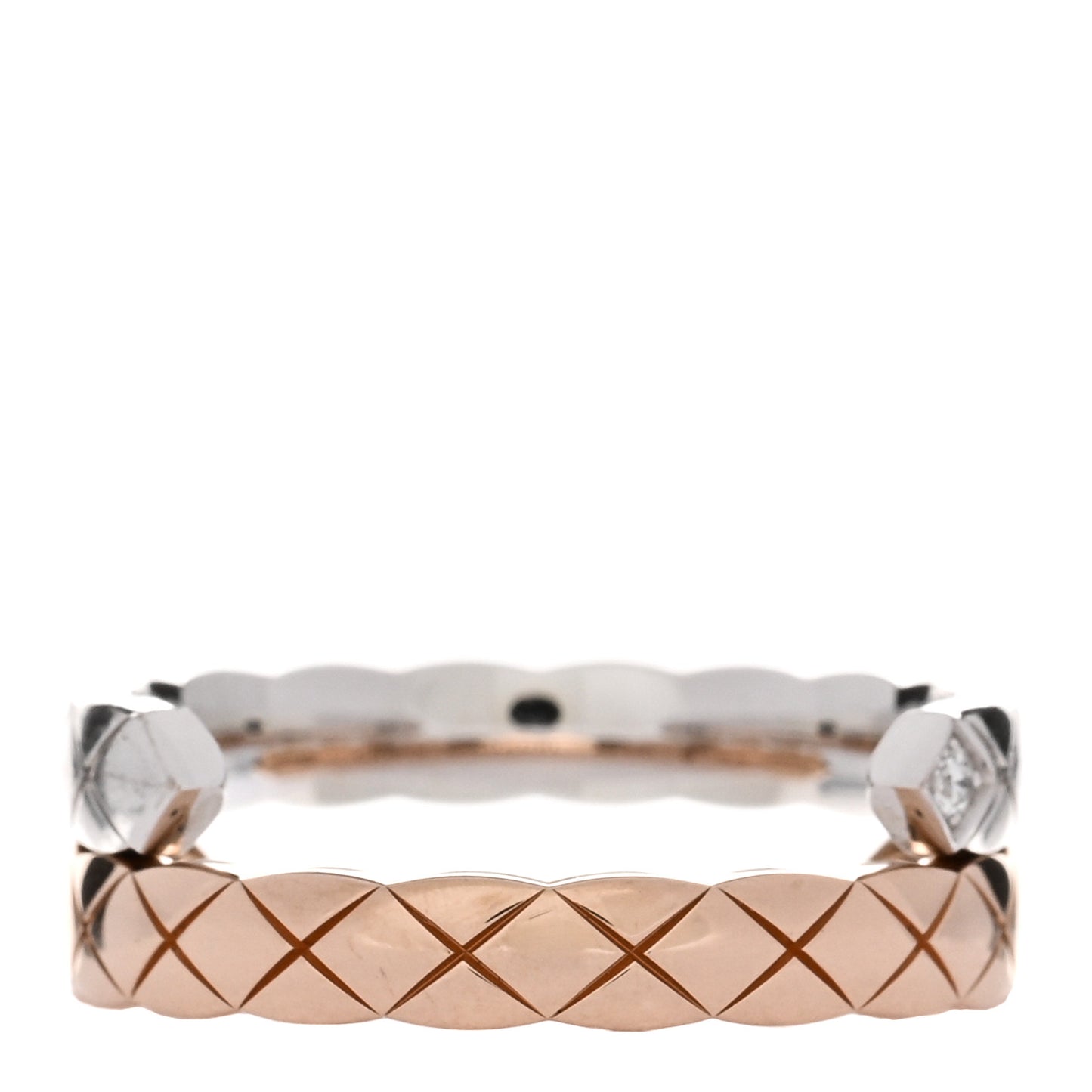 18K White Beige Gold Diamond Coco Crush Toi et Moi Ring 52 6