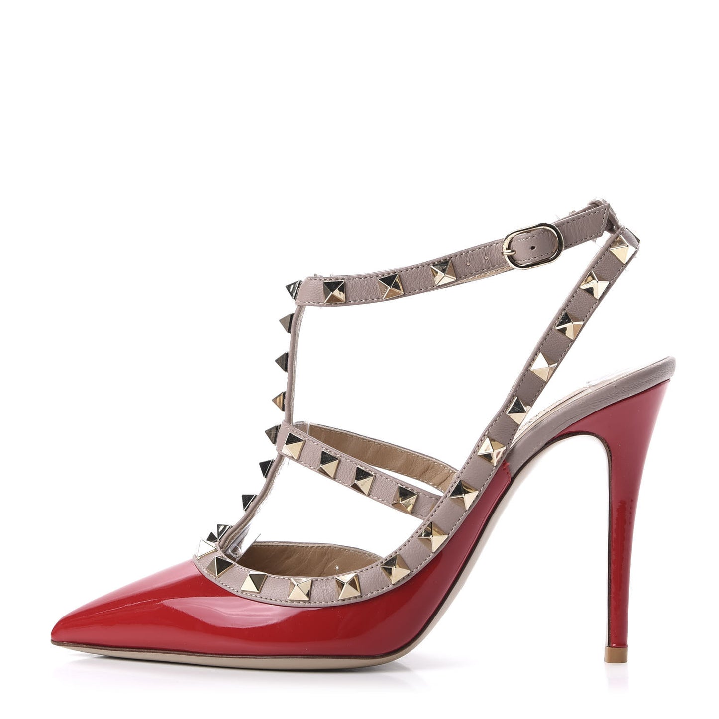 Patent Rockstud Ankle Strap 100mm Pumps 37 Rosso Valentino Poudre