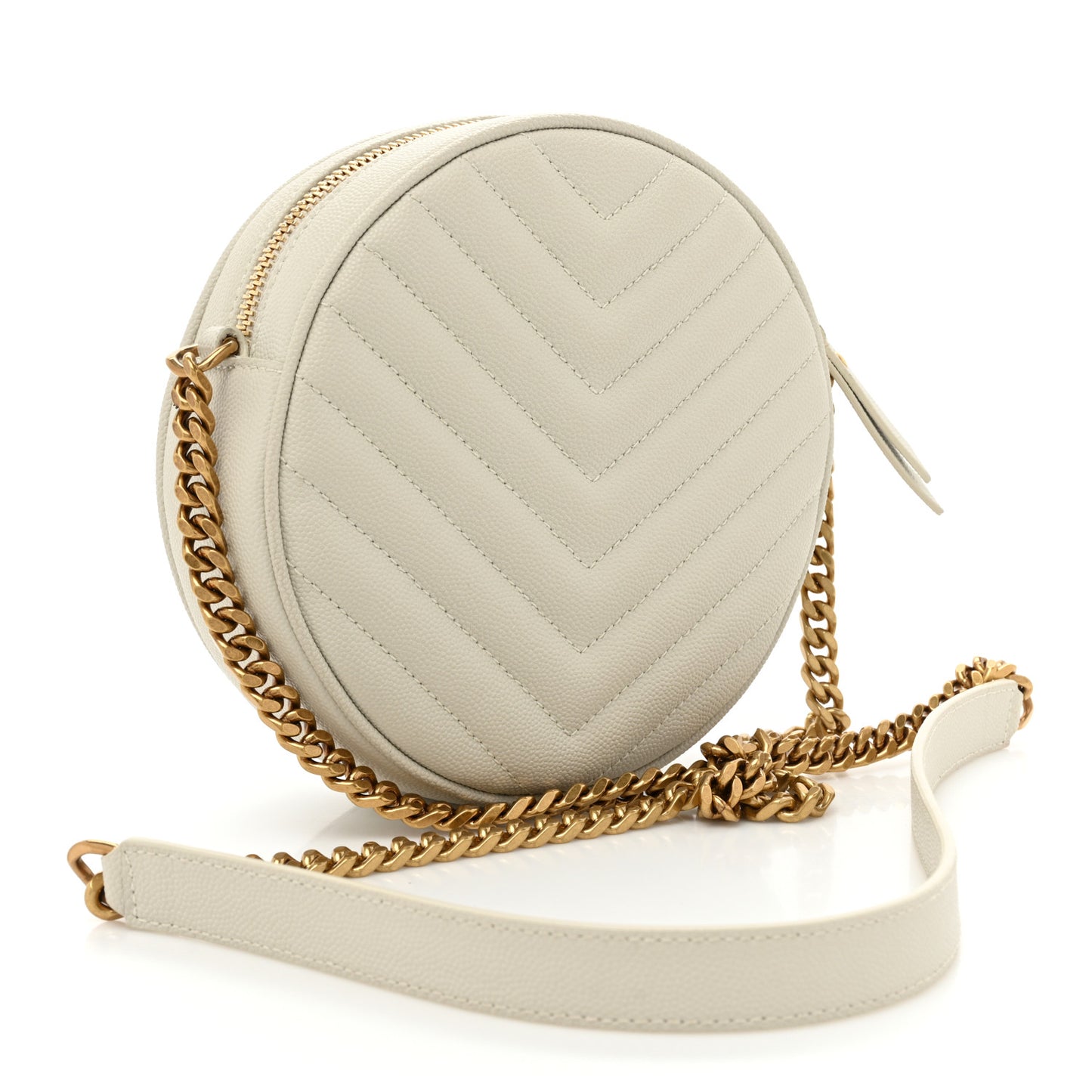 Grain De Poudre Matelasse Chevron Quilted Round Vinyle Camera Bag Crema Soft