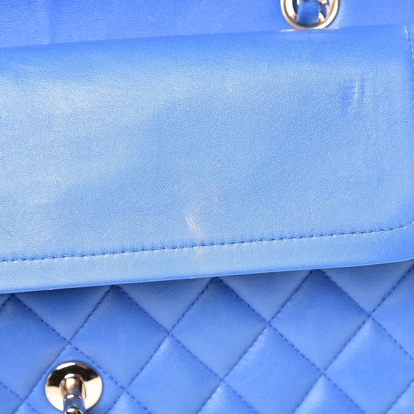Lambskin Quilted Medium Double Flap Blue