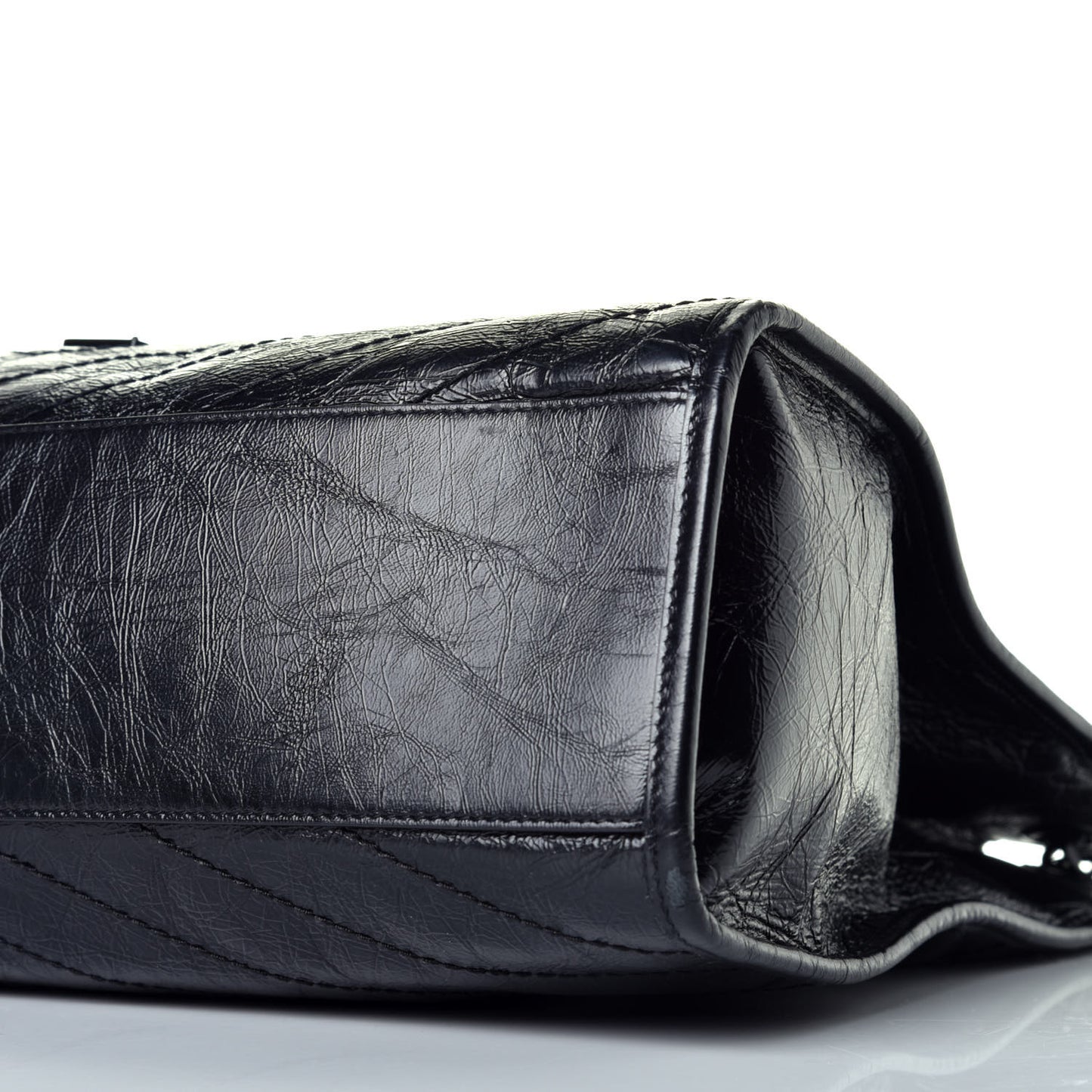 Crinkled Calfskin Matelasse Monogram Large Niki Shopper Tote Black