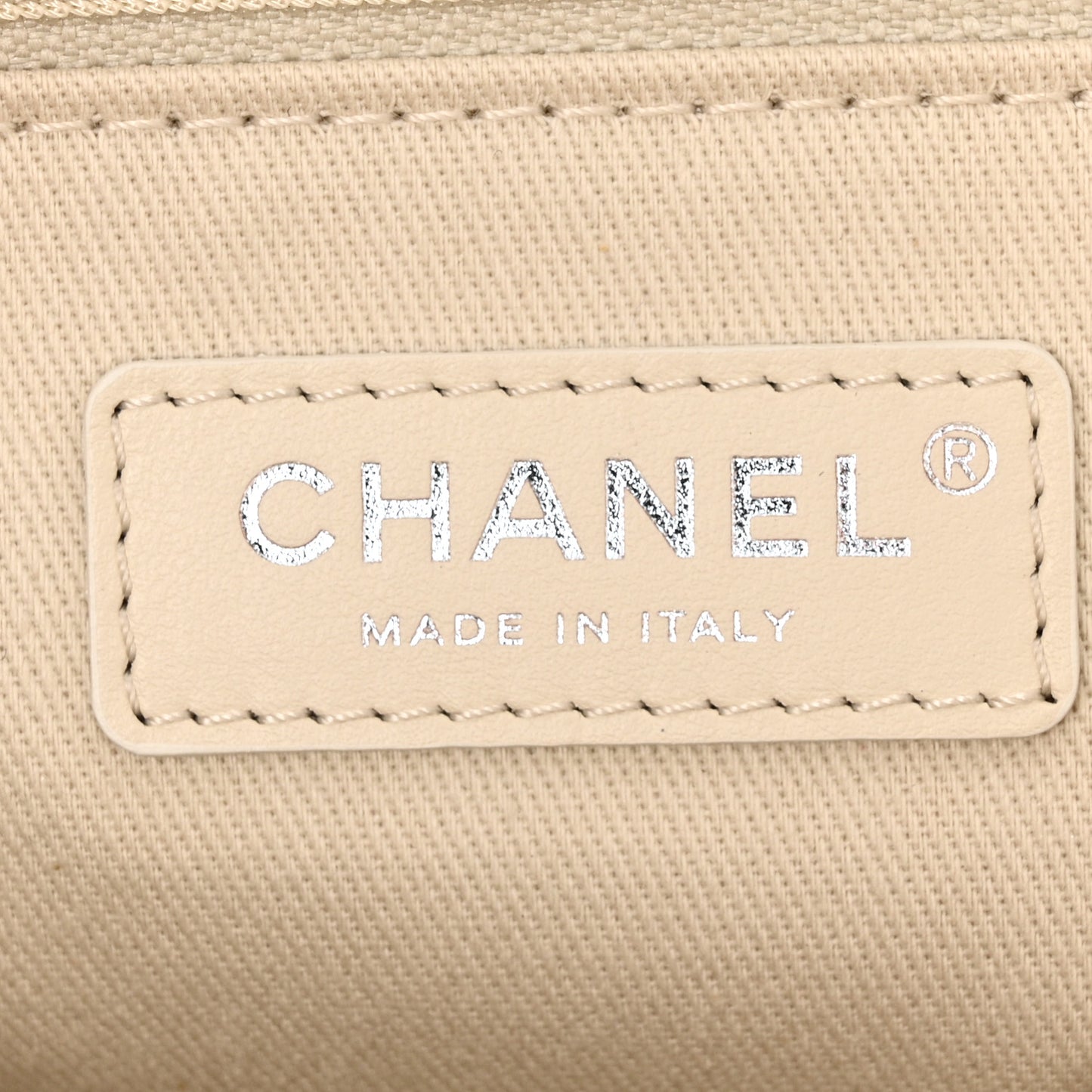 Mixed Fibers Calfskin Medium Deauville Tote Beige