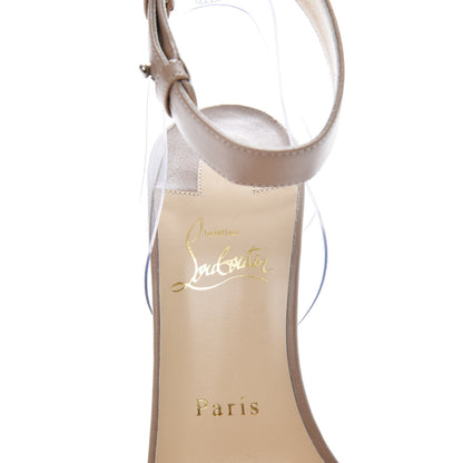 Christian Louboutin Shiny Nappa PVC Jonatina 100 Sandals 38.5 Nude 6 of 8