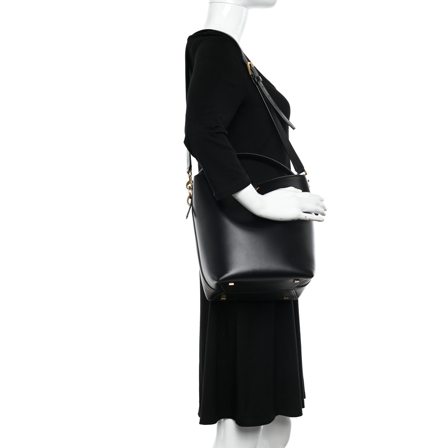 Saint Laurent Shiny Calfskin Le 37 Bucket Bag Black 2 of 10